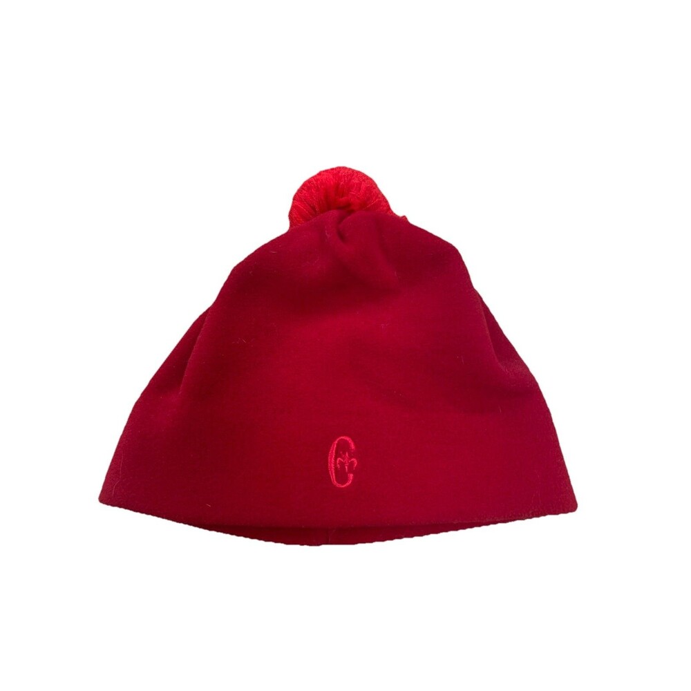 Conte of Florence Beanie Hat Red Wool Blend Pom Italy Winter Soft Knit Cap